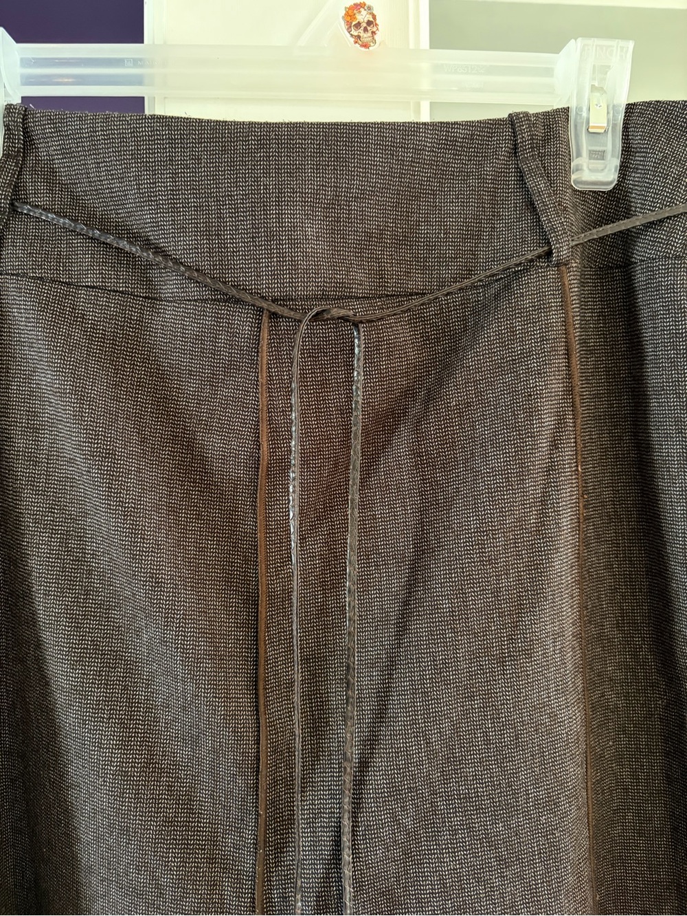 Classic A-Line Drawstring Skirt in Dark Brown - Picture 3 of 6